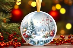 Winter Scene with Flowers Round Ornament Sublimation PNG Product Image 3