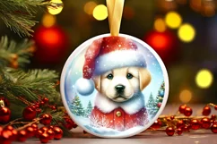 3D Winter Scene Puppy Portrait Round Ornament Sublimation Product Image 2