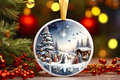 Round Christmass Ornament Sublimation|Clipart Product Image 1