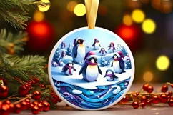 Penguins Watercolor Winter Scene PNG Product Image 3