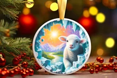 Melting Ice Wall with Smiling Lamb Round Ornament Product Image 1