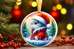 Watercolor Christmas Rabbit Portrait Product Image 1