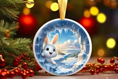 Icy Wall with Smiling Bunny Sublimation PNG Product Image 3