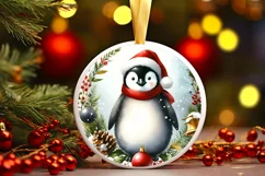 Watercolor Christmas Penguin Portrait Product Image 1
