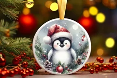 Watercolor Christmas Penguin Portrait Product Image 2
