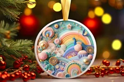 Round Christmas Ornament Sublimation|Clipart Product Image 1