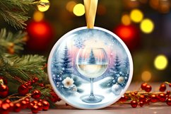 Winter Scene with Champaigne Round Ornament Sublimation PNG Product Image 3