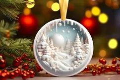 Winter Scenee Martzipan 3D Round Ornament PNG Product Image 1