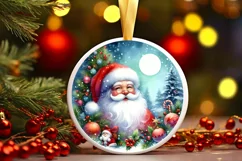 Christmas Santa Round Ornament Sublimation PNG Product Image 3