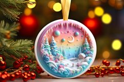Winter Scenee Martzipan 3D Round Ornament PNG Product Image 3