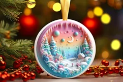 Winter Scenee Martzipan 3D Round Ornament PNG Product Image 3