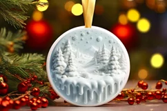 3D Winter Scene Round Sticker Sublimation PNG Product Image 3