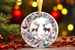 Colorful Reindeer Winter Scene PNG Product Image 3