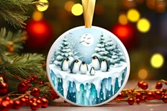 Winter Scene with Penguins Watercolor PNG Product Image 2