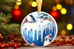 Winter Scene with Penguins Watercolor PNG Product Image 3