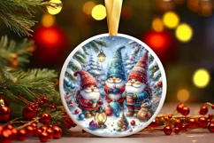 Winter Gnomes Round Ornament Sublimation PNG Product Image 1