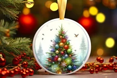 Christmas Tree Round Ornament Sublimation PNG Product Image 2
