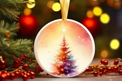 Colorful Christmas Tree Watercolor PNG Product Image 1