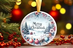 Colorful Winter Scene Merry Christmas Sublimation PNG Product Image 1
