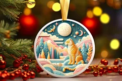 Round Christmas Ornament Sublimation|Clipart Product Image 1