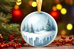 Round Winter Scene with Penguins PNG Product Image 3
