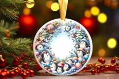 Winter Penguins with Melted Edges Sublimation PNG Product Image 1