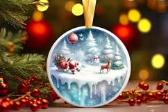 Round Winter Scene with Santa PNG Product Image 1