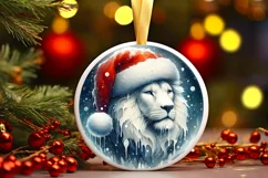 Round Winter Scene with Lion PNG Product Image 2