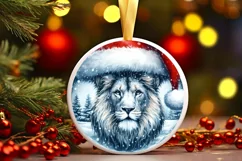 Round Winter Scene with Lion PNG Product Image 1