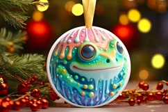 Colorful Christmas Frog PNG Product Image 1