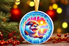 Icy Wall with Smiling Otter Sublimation PNG Product Image 2