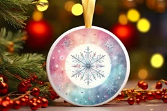 Round Snowflake Christmas Ornament PNG Product Image 2