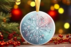 Round Snowflake Christmas Ornament PNG Product Image 3