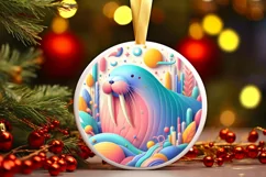 Round Christmas Ornament Sublimation|Clipart Product Image 1