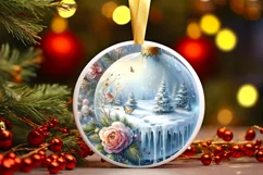 Round Christmass 3D Flowers PNG Product Image 3