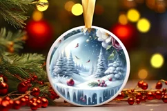 Round Christmass 3D Flowers PNG Product Image 2
