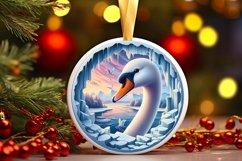 Swan Smiling Through Icy Wall Round Ornament Sublimation PNG Product Image 2