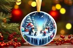 Winter Penguins with Melted Edges Sublimation PNG Product Image 1
