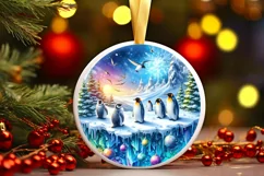 Winter Penguins with Melted Edges Sublimation PNG Product Image 1