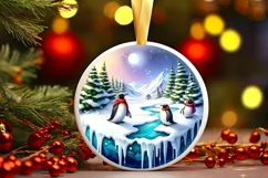 Winter Penguins with Melted Edges Sublimation PNG Product Image 3