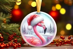Round Christmass Flamingo PNG Product Image 1