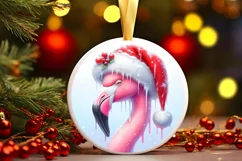 Round Christmass Flamingo PNG Product Image 3