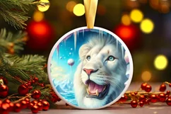 Melting Ice Lion Round Sticker Sublimation PNG Product Image 1