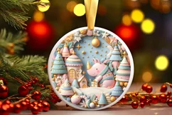 Round Christmas Ornament Sublimation|Clipart Product Image 1