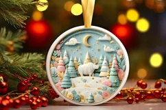 Round Christmas Ornament Sublimation|Clipart Product Image 1