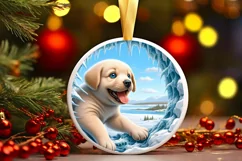 Melting Ice Puppy Round Sticker Sublimation PNG Product Image 3