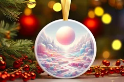 Molten Candy Winter Scene Round Sublimation PNG Product Image 2