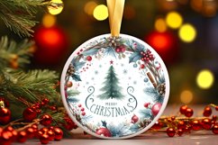 Merry Christmas Round Ornament Sublimation PNG Product Image 1