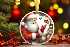 Santa Snowflake Round Sticker Sublimation PNG Product Image 1