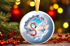 Smiling Flamingo Coming Out Through Snow Wall Sublimation Product Image 3